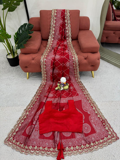 Red Wedding Wear Kota Silk Saree