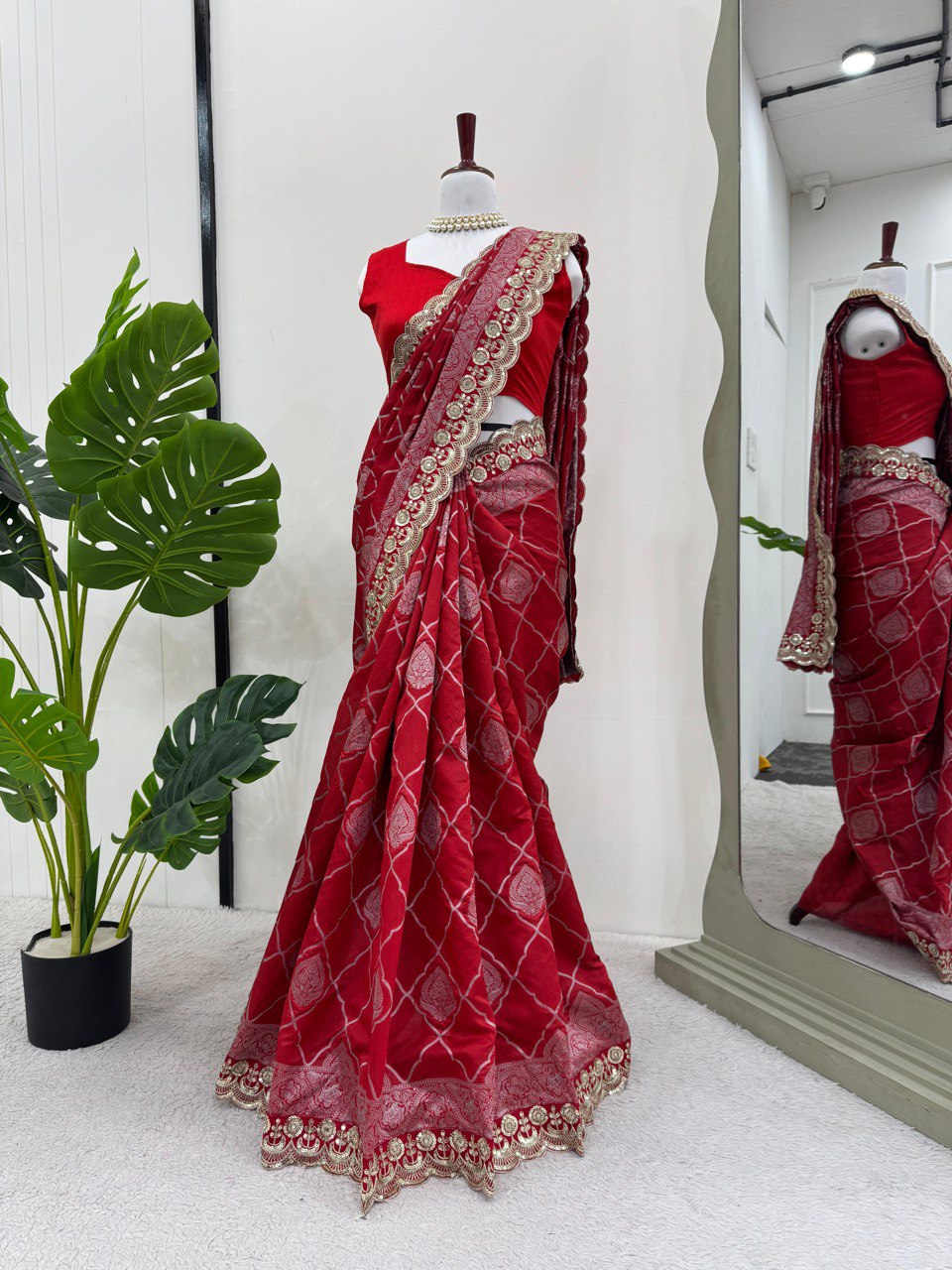 Red Wedding Wear Kota Silk Saree
