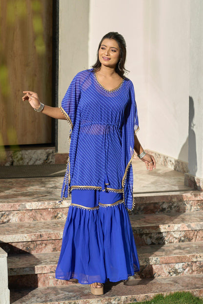 Royal Blue Designer Georgette Sharara Cord Set