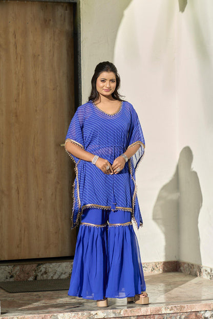 Royal Blue Designer Georgette Sharara Cord Set