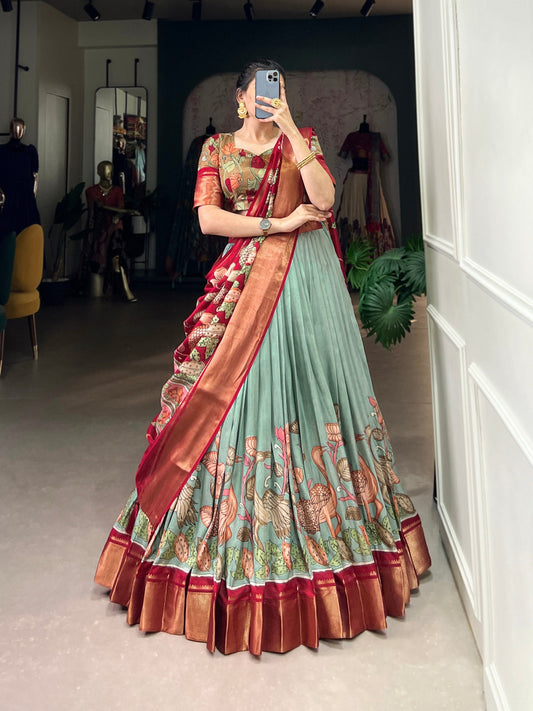 Sea Green Traditional Dola Silk Lehenga Choli