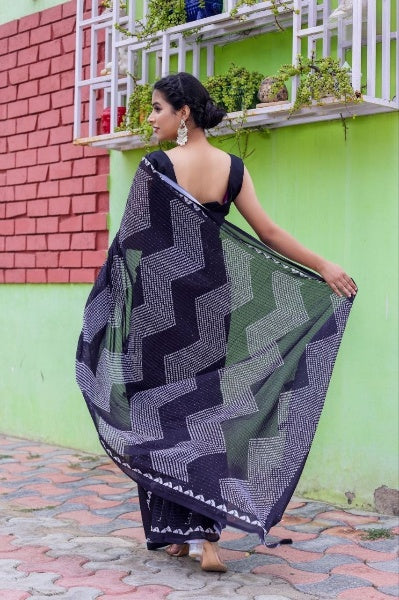 Sequance Crochet Worked Georgette Saree