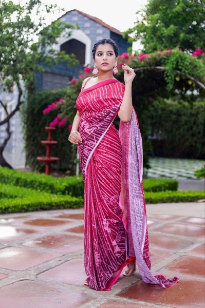 Sequance Crochet Worked Georgette Saree
