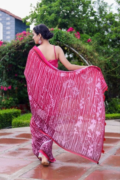 Sequance Crochet Worked Georgette Saree