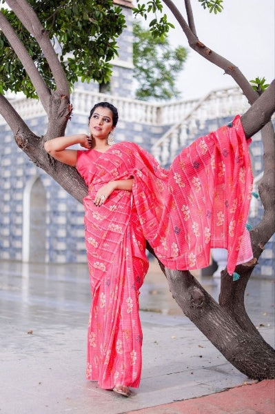 Sequance Crochet Worked Georgette Saree