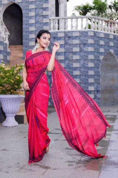 Sequance Crochet Worked Georgette Saree