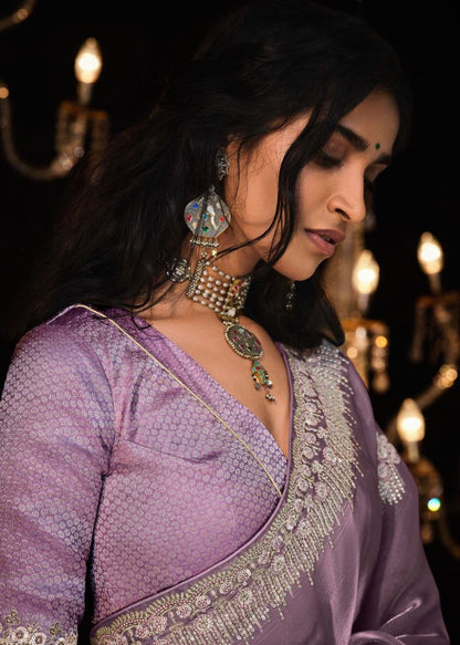 Shinning Pure Crystal Silk Jimmy Choo Saree | Replica Design