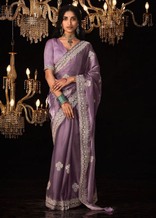 Shinning Pure Crystal Silk Jimmy Choo Saree | Replica Design