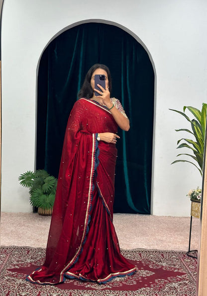 Shraddha Kapoor's Maroon Bollywood Saree