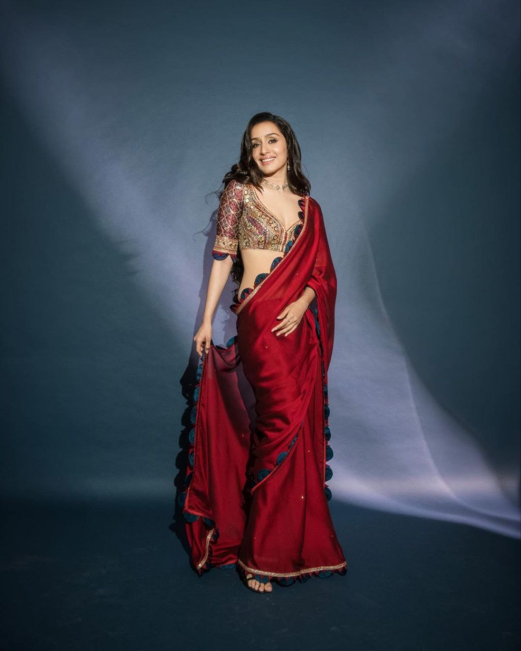 Shraddha Kapoor's Maroon Bollywood Saree