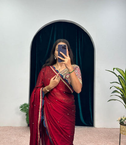 Shraddha Kapoor's Maroon Bollywood Saree