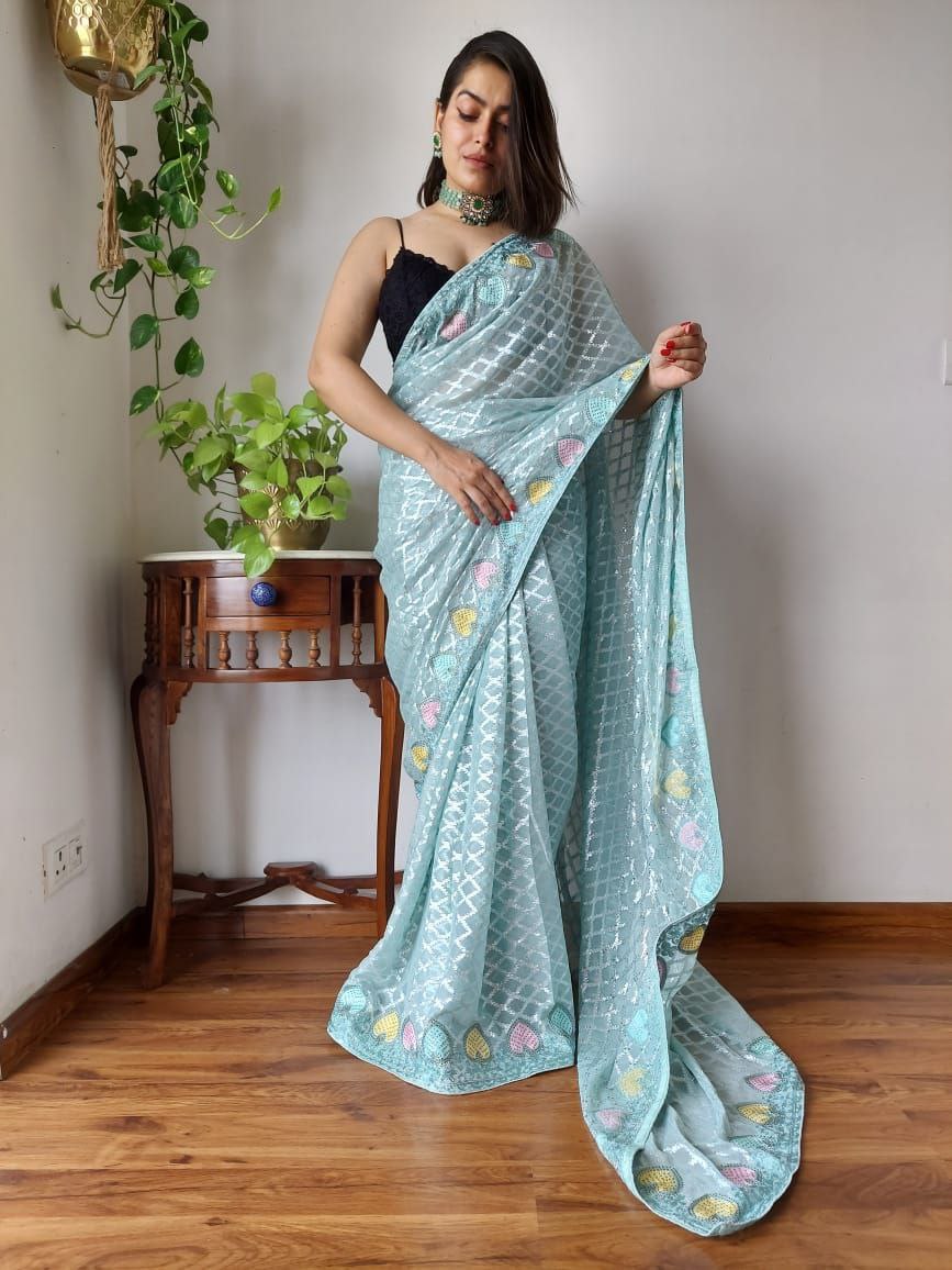 Sky Designer Party Wear Georgette Saree