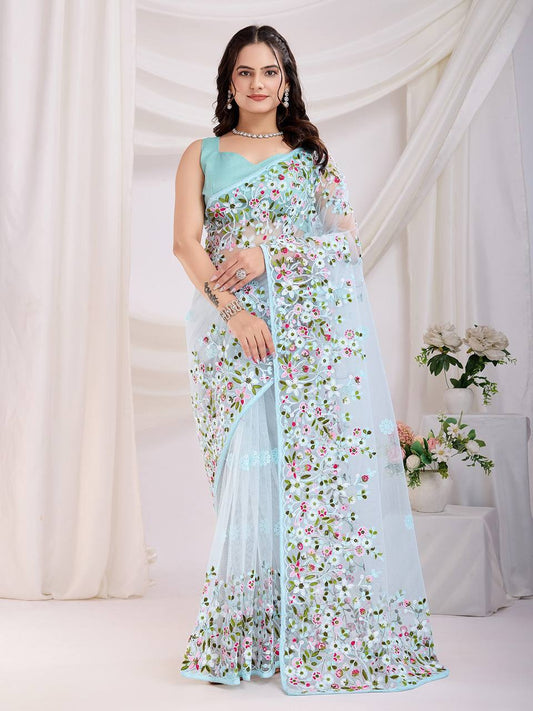 Sky Designer Soft Net Saree