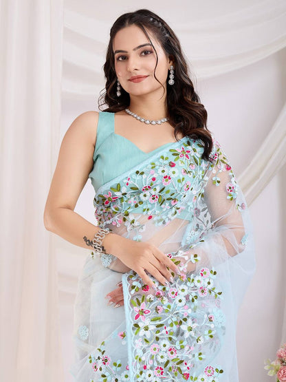 Sky Designer Soft Net Saree