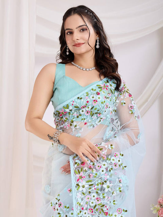 Sky Designer Soft Net Saree