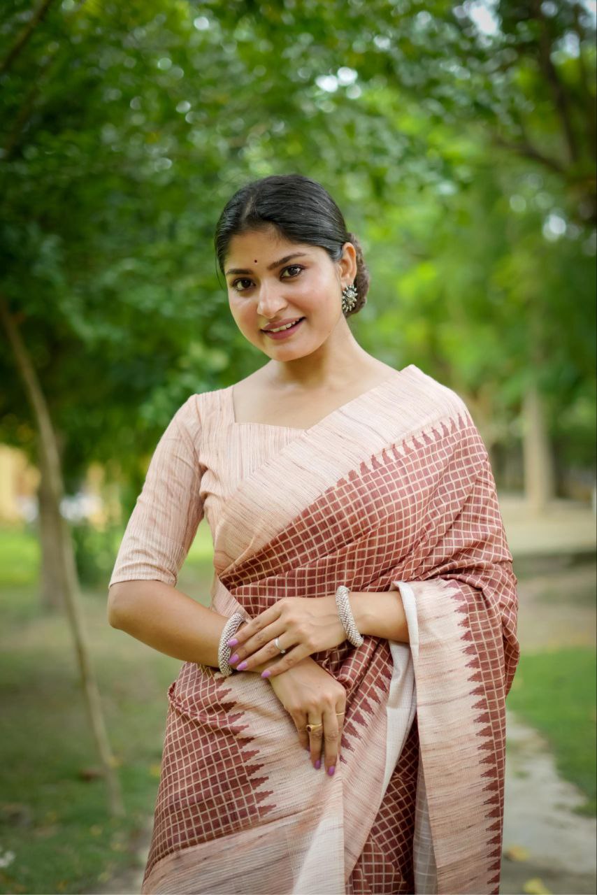 Brown Traditional Tussar Silk Saree