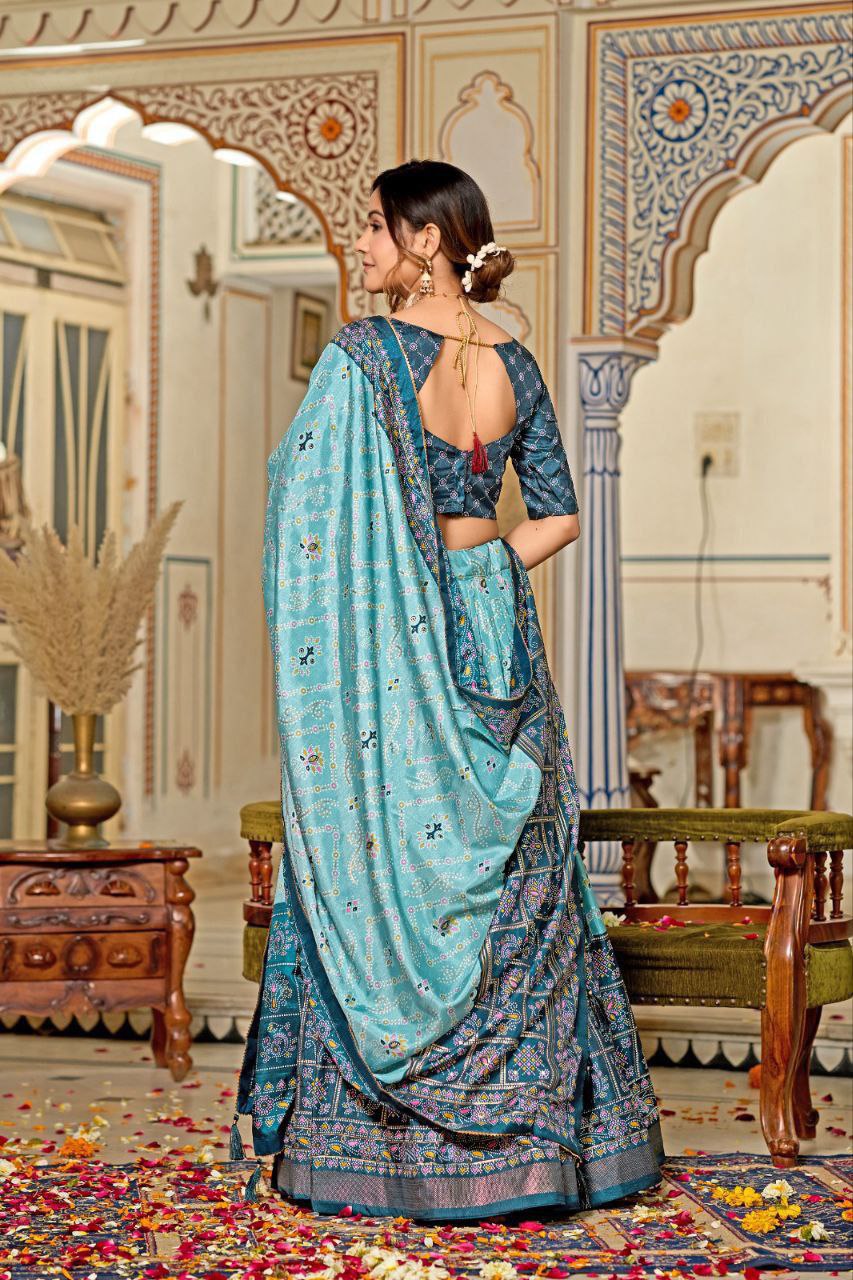 Sky Traditional Wedding Wear Silk Lehenga