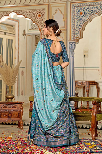 Sky Traditional Wedding Wear Silk Lehenga
