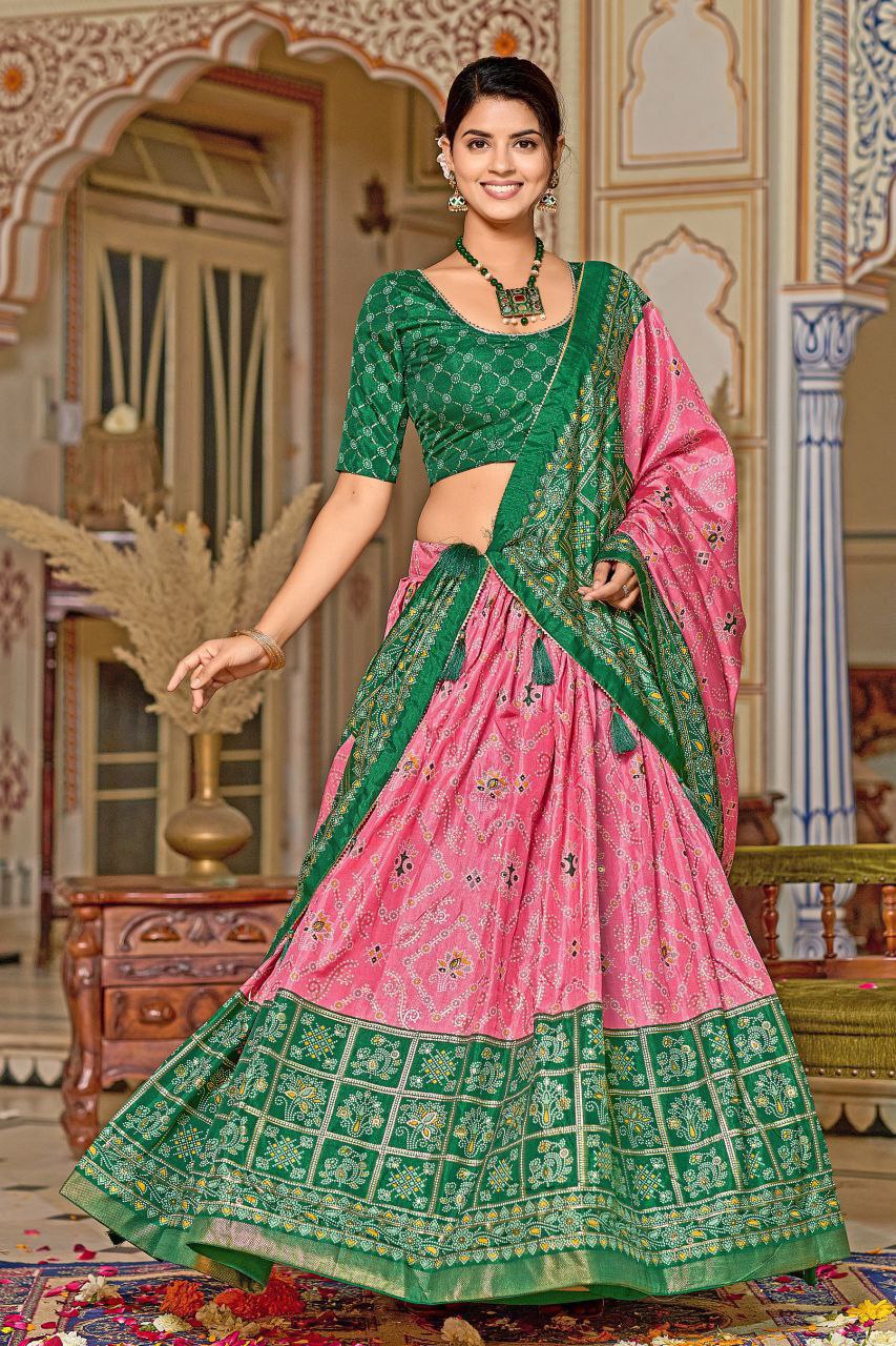 Pink Traditional Wedding Wear Silk Lehenga