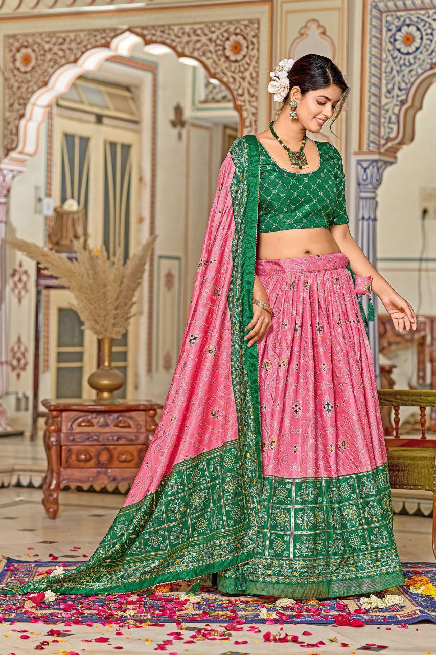 Pink Traditional Wedding Wear Silk Lehenga