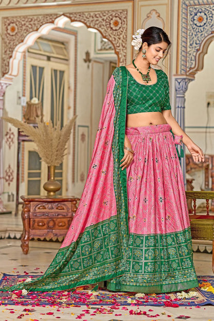 Pink Traditional Wedding Wear Silk Lehenga