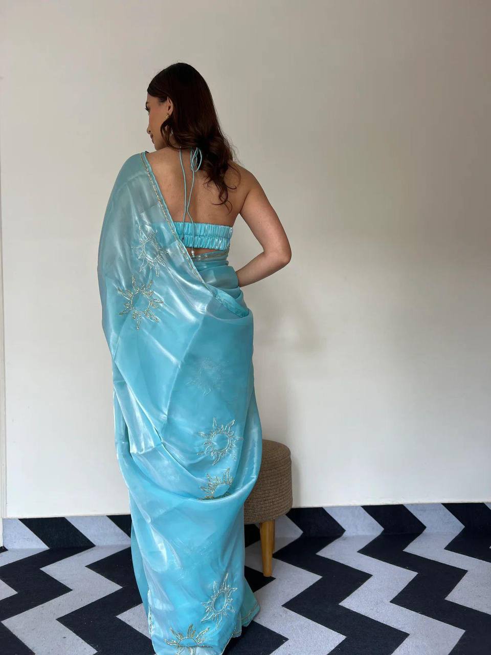Sky Two Tone Jimmy Choo Silk Saree