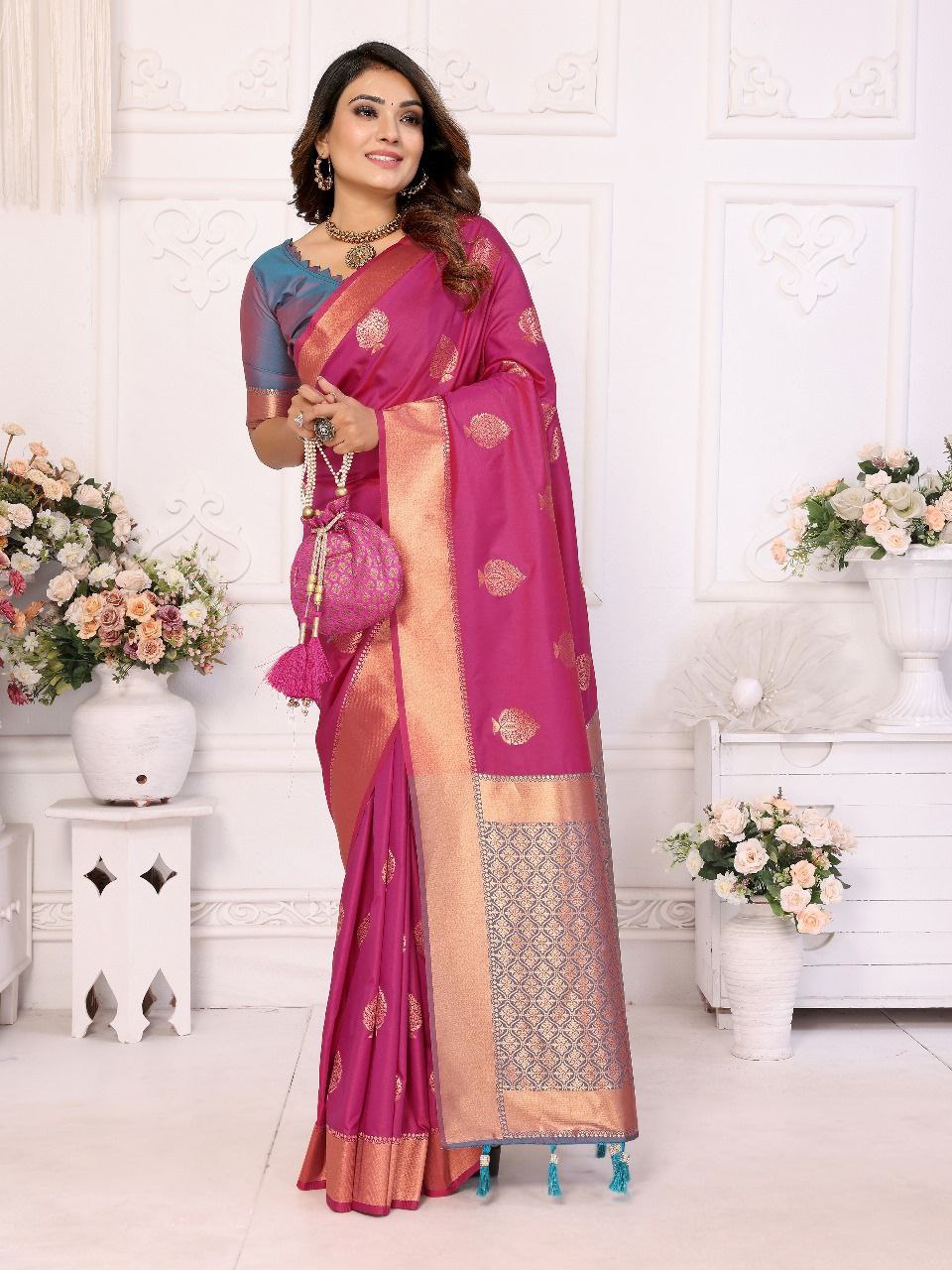 Soft Lichi Silk Saree For Wedding