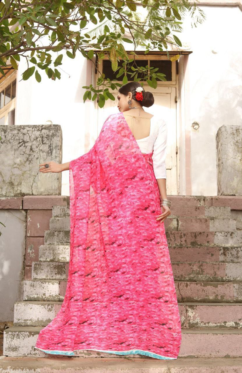 Stylish Crushed Georgette Saree