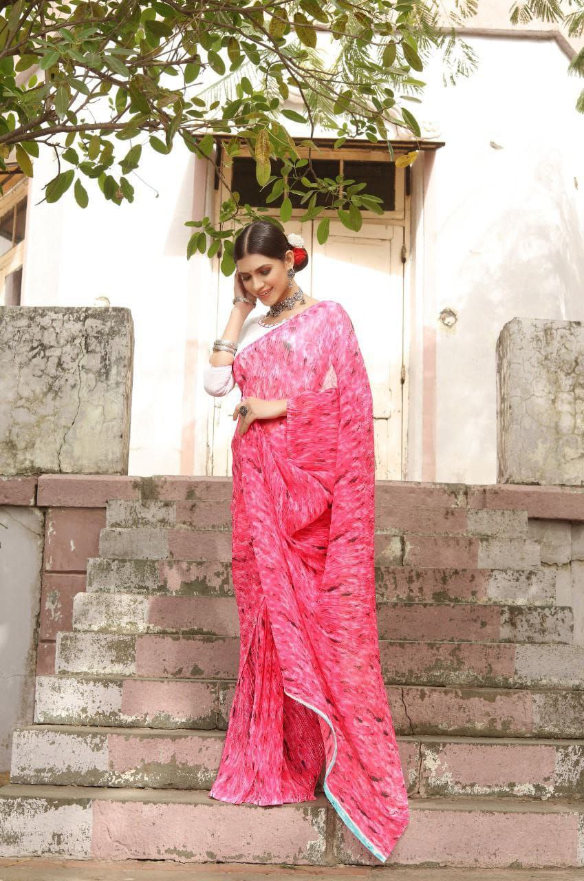 Stylish Crushed Georgette Saree