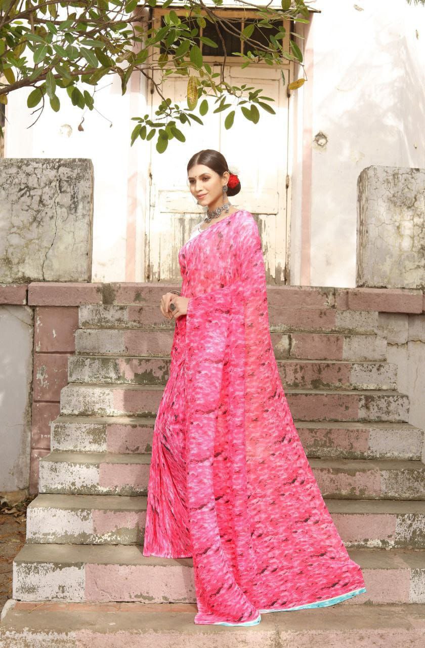 Stylish Crushed Georgette Saree