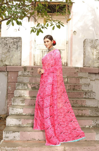 Stylish Crushed Georgette Saree