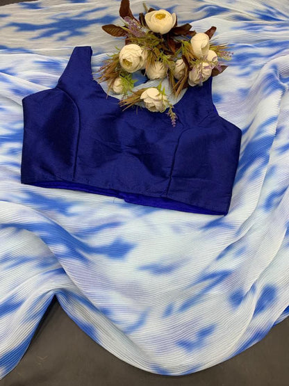 Stylish Crushed Georgette Saree