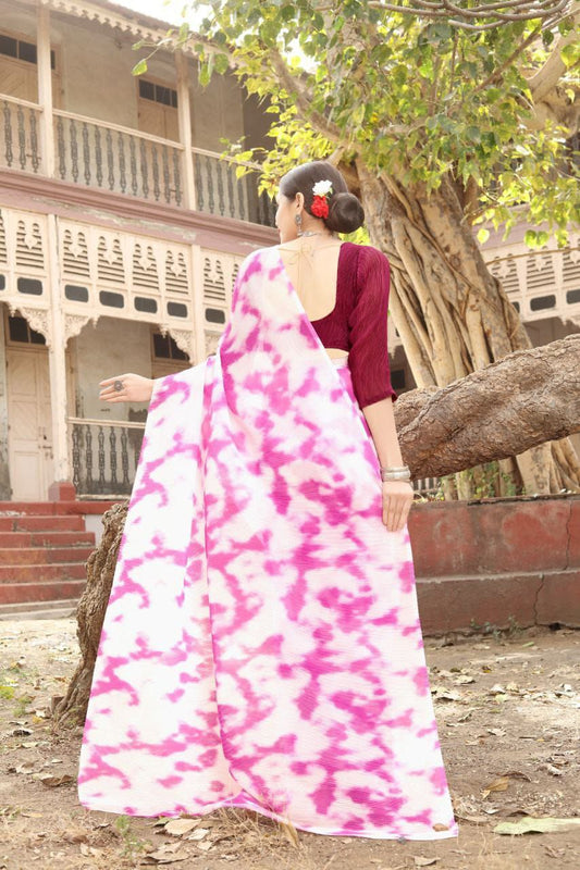 Stylish Crushed Georgette Saree