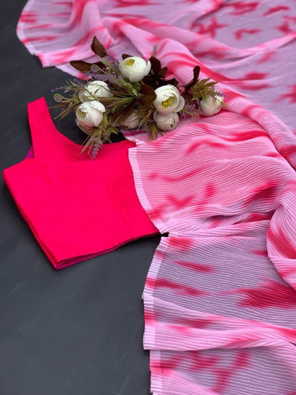 Stylish Crushed Georgette Saree