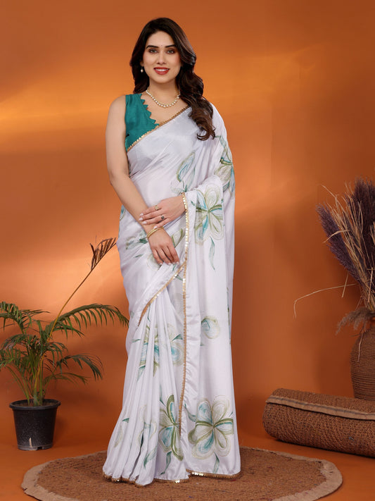 Stylish Floral Chinon Chiffon Saree