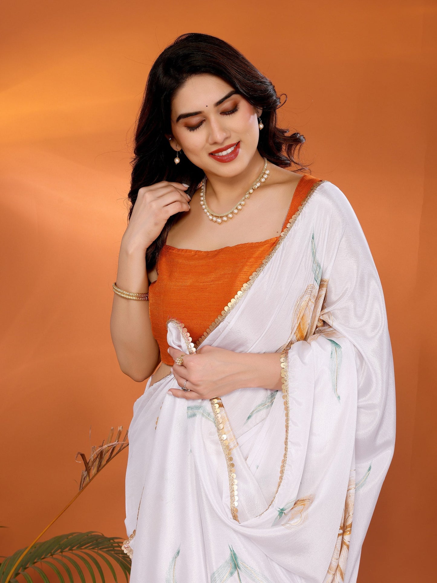 Stylish Floral Chinon Chiffon Saree