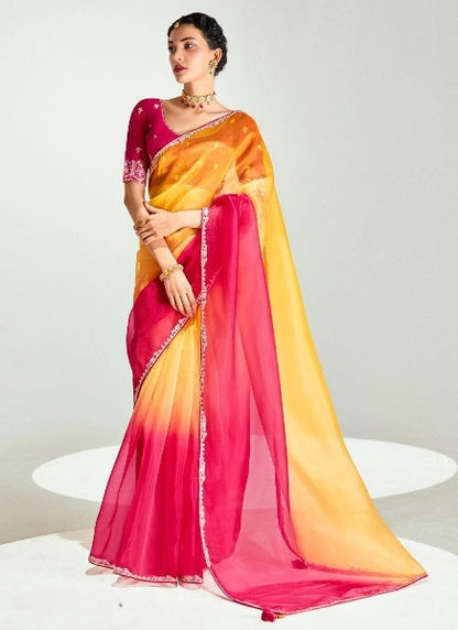 Stylish Organza Saree With Blouse | 100% Original Saree