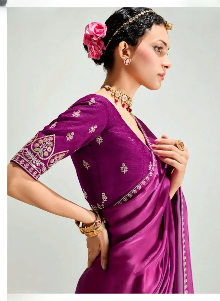 Stylish Organza Saree With Blouse | 100% Original Saree