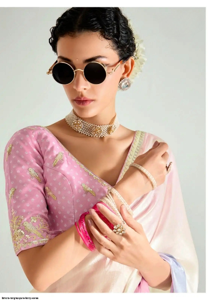 Stylish Organza Saree With Blouse | 100% Original Saree