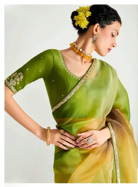 Stylish Organza Saree With Blouse | 100% Original Saree