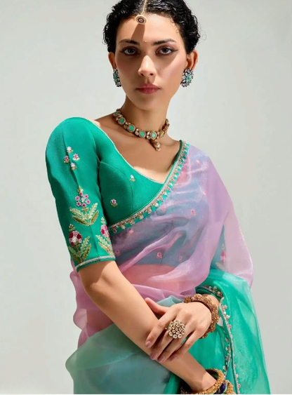 Stylish Organza Saree With Blouse | 100% Original Saree