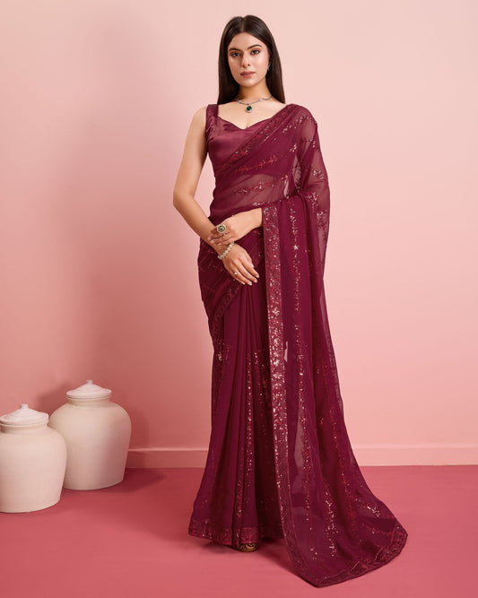 Stylish Party Wear Georgette Saree