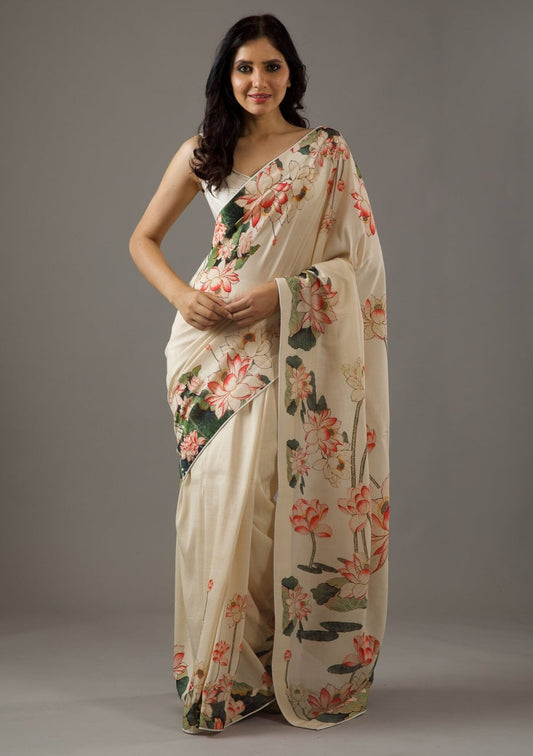 Stylish Party Wear Moss Silk Saree
