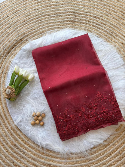 Stylish Party Wear Organza Silk Saree