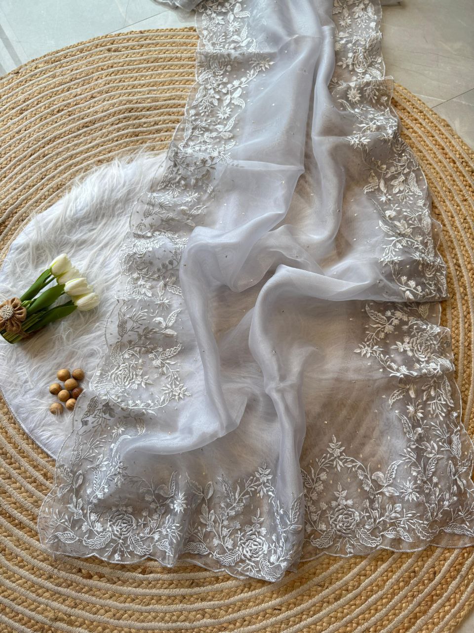 Stylish Party Wear Organza Silk Saree