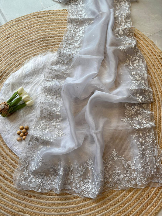 Stylish Party Wear Organza Silk Saree