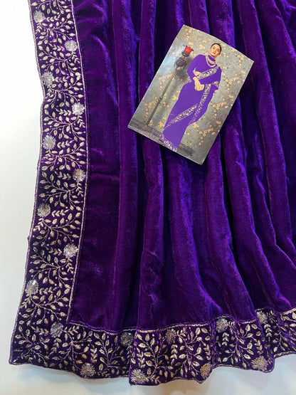 Stylish Party Wear Velvet Saree