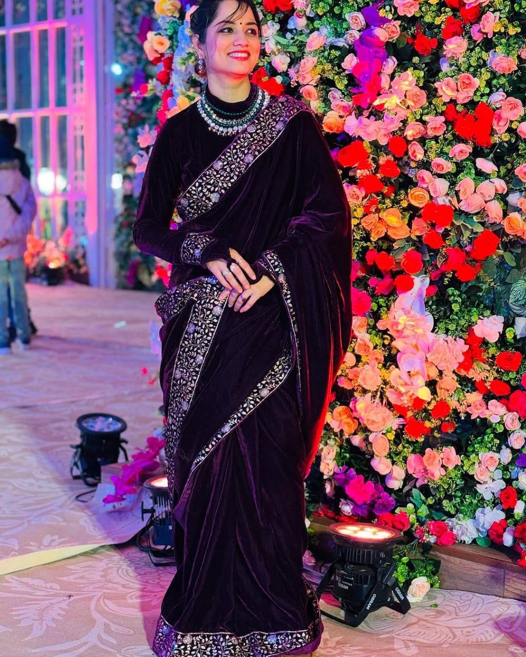 Stylish Party Wear Velvet Saree