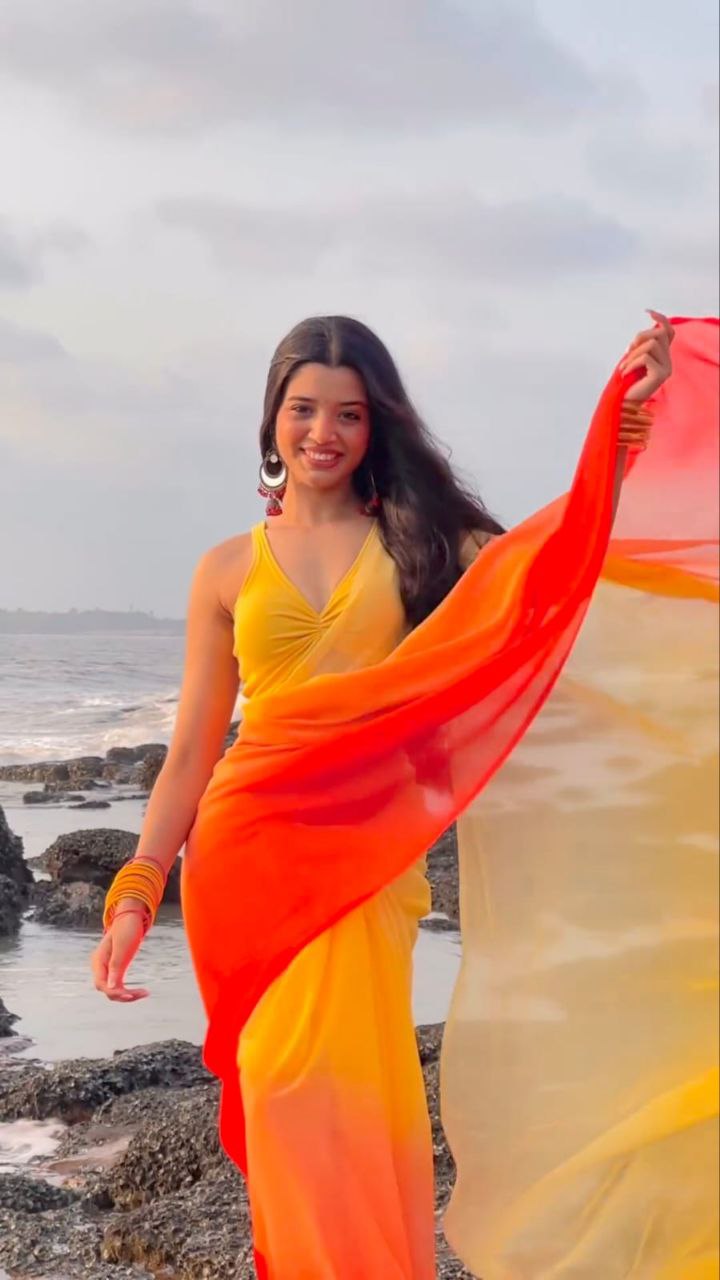 Stylish Two Color Georgette Saree