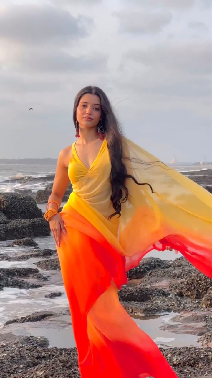 Stylish Two Color Georgette Saree